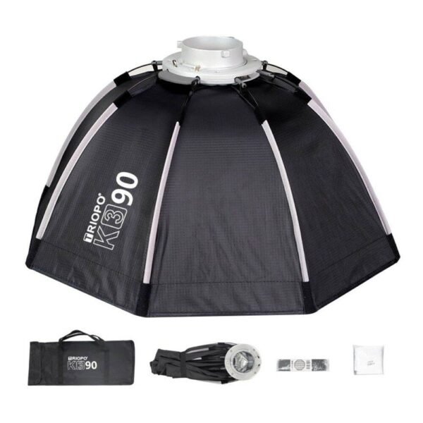 Triopo Quick Setup Octagon Softbox K390cm + Honeycomb Grid with Detachable Bowens Mount, Reflective Silver Interior for Studio Photography