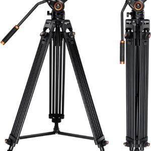 K&F Concept 72″ Heavy Duty Video Tripod Fluid Head Aluminum (KF09.121)