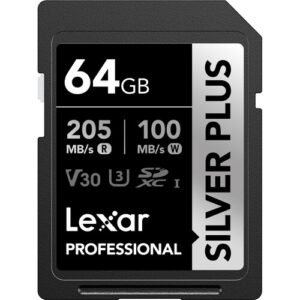 Lexar 64GB 205MB/s Professional SILVER PLUS UHS-I SDXC Memory Card