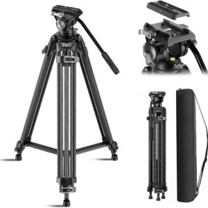 Sirui AVT-12 Quick Release Carbon Fiber Video Tripod – Heavy Duty 73″ Fluid Head for DSLR & Camcorders
