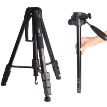 Jmary KP-2264 Lightweight 2-in-1 Tripod Monopod – 1.76m Aluminum Alloy Tripod with 3-Way Pan Head & Quick Release Plate (Black) - Image 2