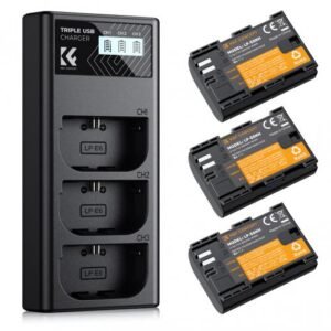 K&F Concept LP-E6/LP-E6NH Battery 3-Pack with 3-Slot Charger (KF28.0039)