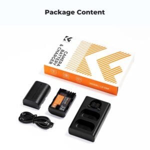 K&F Concept 2400mAh LP-E6P 2-Pack Battery and Dual Slot USB Charger Compatible with Canon EOS R5 Mark II, R5, R6 Mark II, R6, R7 Camera (KF28.0093)
