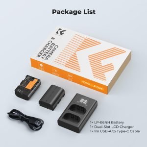 K&F Concept 2250mAh LP-E6NH Battery & Charger Set for Canon Cameras (KF28.0098)